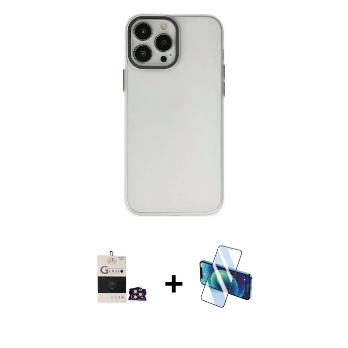 MARSİLYAN™- iPhone 14 Pro Max Kılıf Ahenk Çizgi Prime - Siyah 3D Antistatik Cam Ekran Koruyucu + Bilvis Titan Kamera Lens - GD