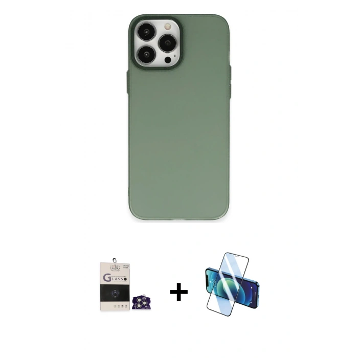 MARSİLYAN™- iPhone 14 Pro Max Kılıf Ahenk Çizgi Prime - Siyah 3D Antistatik Cam Ekran Koruyucu + Gümüş Bilvis Titan Kamera Lens