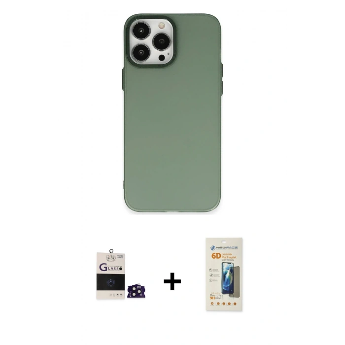 MARSİLYAN™- iPhone 14 Pro Max Kılıf Ahenk Çizgi Prime - Siyah 6D Mat Seramik Hayalet Nano Ekran Koruyucu + Bilvis Titan Kamera Lens - DNMR