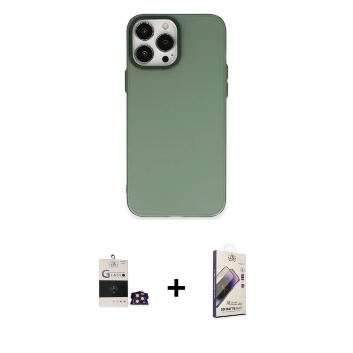 MARSİLYAN™- iPhone 14 Pro Max Kılıf Ahenk Çizgi Prime - Siyah Bilvis 3D Mat Cam Ekran Koruyucu + Bilvis Titan Kamera Lens - GD