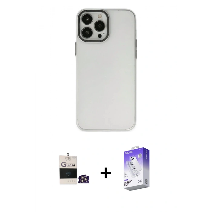 MARSİLYAN™- iPhone 14 Pro Max Kılıf Ahenk Çizgi Prime - Siyah Bilvis 5in1 3D Magic Cam Ekran Koruyucu + Bilvis Titan Kamera Lens - GD