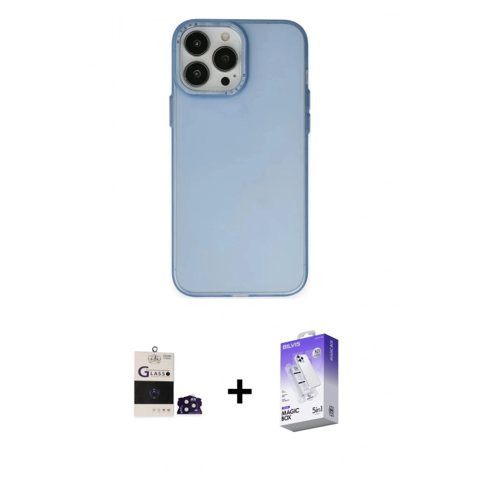 MARSİLYAN™- iPhone 14 Pro Max Kılıf Ahenk Çizgi Prime - Siyah Bilvis 5in1 3D Magic Cam Ekran Koruyucu + Derin Mor Bilvis Titan Kamera Lens