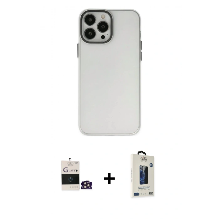 MARSİLYAN™- iPhone 14 Pro Max Kılıf Ahenk Çizgi Prime - Siyah Bilvis Hayalet Cam Ekran Koruyucu + Bilvis Titan Kamera Lens - GD