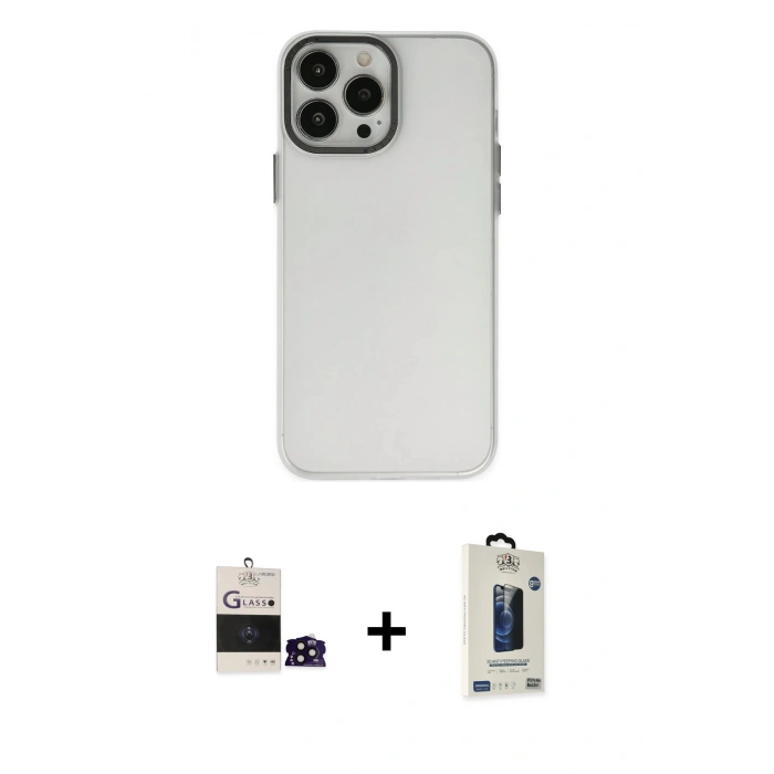 MARSİLYAN™- iPhone 14 Pro Max Kılıf Ahenk Çizgi Prime - Siyah Bilvis Hayalet Cam Ekran Koruyucu + Bilvis Titan Kamera Lens - SH