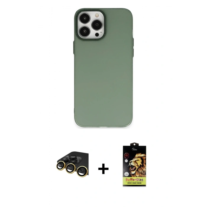 MARSİLYAN™- iPhone 14 Pro Max Kılıf Ahenk Çizgi Prime - Siyah Buffer Cam Ekran Koruyucu + Raze Metal Kamera Lens - GD