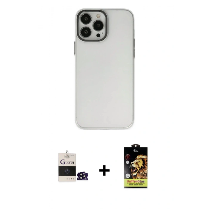 MARSİLYAN™- iPhone 14 Pro Max Kılıf Ahenk Çizgi Prime - Siyah Buffer Cam Ekran Koruyucu + Siyah Bilvis Titan Kamera Lens