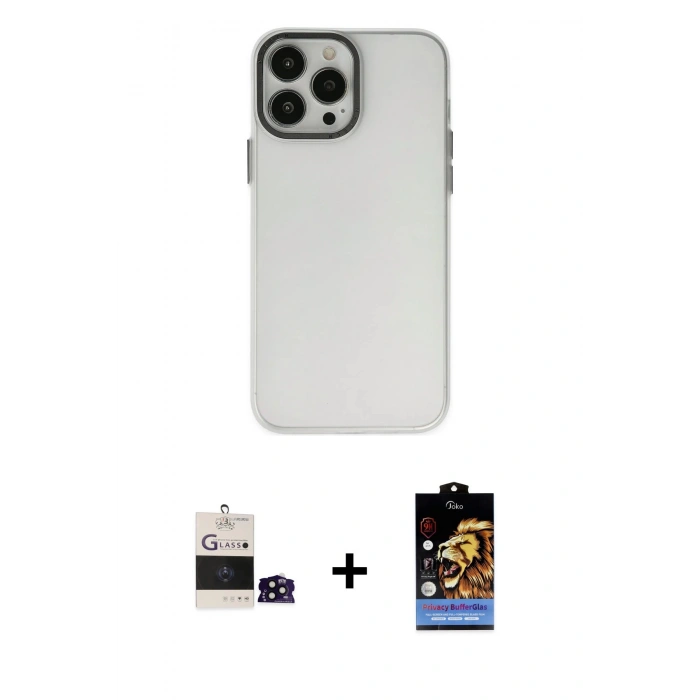 MARSİLYAN™- iPhone 14 Pro Max Kılıf Ahenk Çizgi Prime - Siyah Buffer Hayalet Cam Ekran Koruyucu + Bilvis Titan Kamera Lens - SH