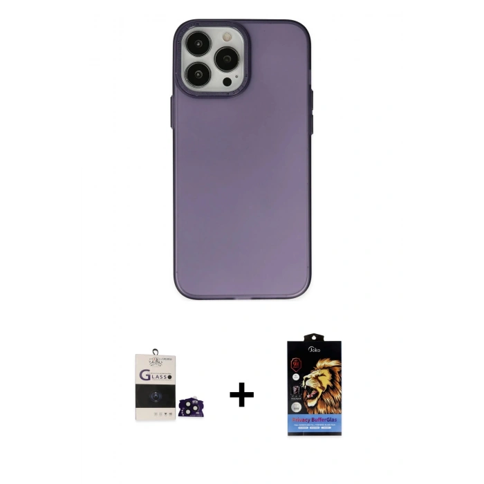MARSİLYAN™- iPhone 14 Pro Max Kılıf Ahenk Çizgi Prime - Siyah Buffer Hayalet Cam Ekran Koruyucu + Bilvis Titan Kamera Lens - SH