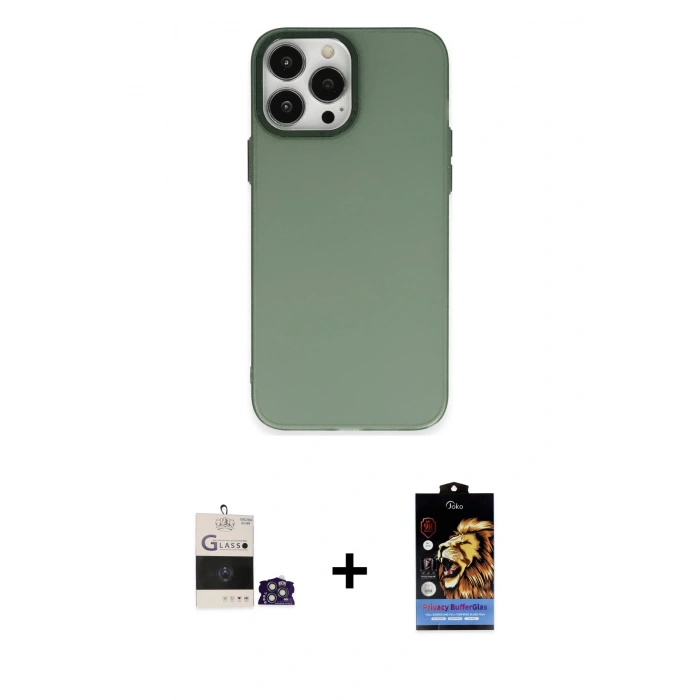 MARSİLYAN™- iPhone 14 Pro Max Kılıf Ahenk Çizgi Prime - Siyah Buffer Hayalet Cam Ekran Koruyucu + Gümüş Bilvis Titan Kamera Lens