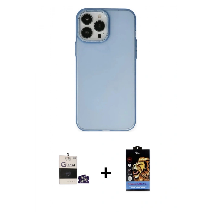 MARSİLYAN™- iPhone 14 Pro Max Kılıf Ahenk Çizgi Prime - Siyah Buffer Hayalet Cam Ekran Koruyucu + Gümüş Bilvis Titan Kamera Lens
