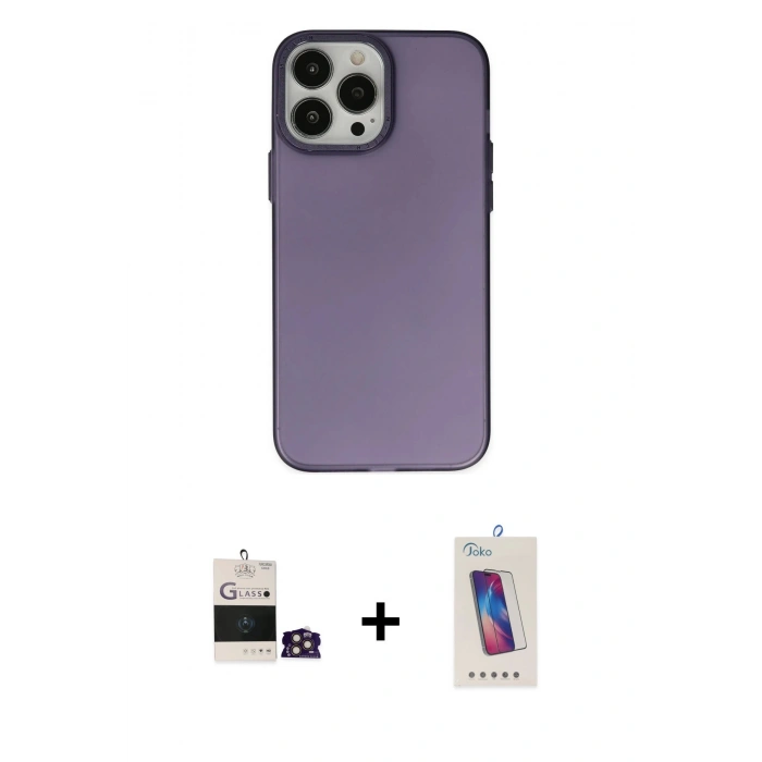 MARSİLYAN™- iPhone 14 Pro Max Kılıf Ahenk Çizgi Prime - Siyah Joko 5D Cam + Bilvis Titan Kamera Lens - GD