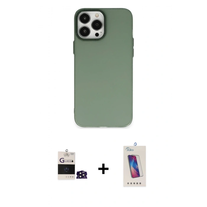 MARSİLYAN™- iPhone 14 Pro Max Kılıf Ahenk Çizgi Prime - Siyah Joko 5D Cam + Derin Mor Bilvis Titan Kamera Lens