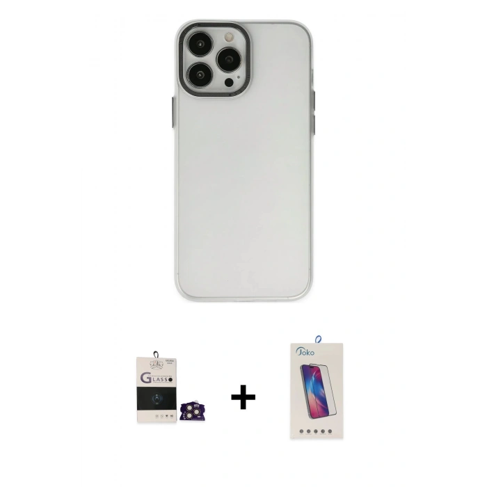 MARSİLYAN™- iPhone 14 Pro Max Kılıf Ahenk Çizgi Prime - Siyah Joko 5D Cam + Bilvis Titan Kamera Lens - GD