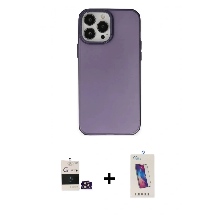 MARSİLYAN™- iPhone 14 Pro Max Kılıf Ahenk Çizgi Prime - Siyah Joko 5D Cam + Bilvis Titan Kamera Lens - GD