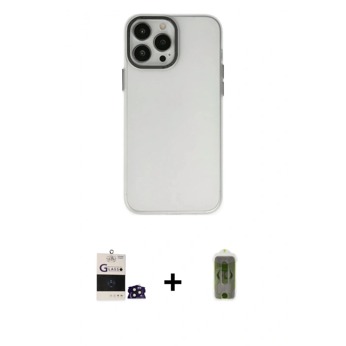MARSİLYAN™- iPhone 14 Pro Max Kılıf Ahenk Çizgi Prime - Siyah Joko Magic 5D Hayalet Cam + Bilvis Titan Kamera Lens - DNMR