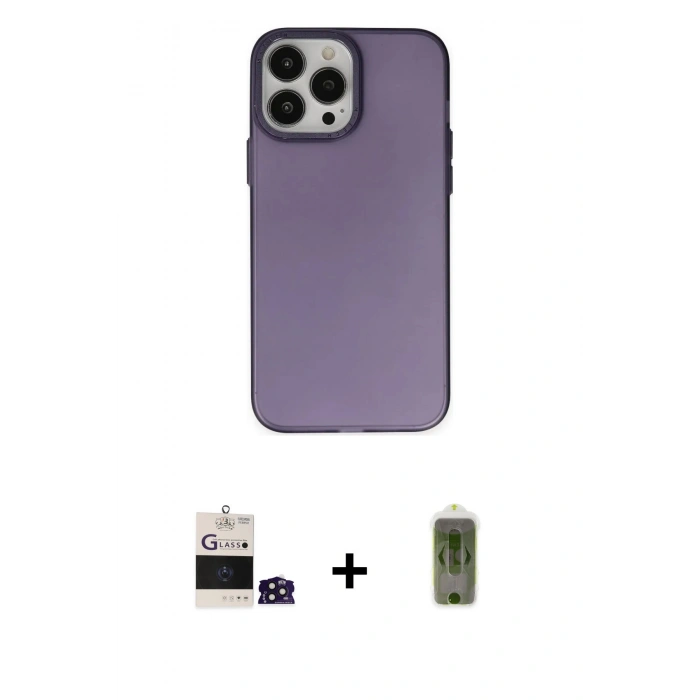 MARSİLYAN™- iPhone 14 Pro Max Kılıf Ahenk Çizgi Prime - Siyah Joko Magic 5D Hayalet Cam + Bilvis Titan Kamera Lens - DNMR