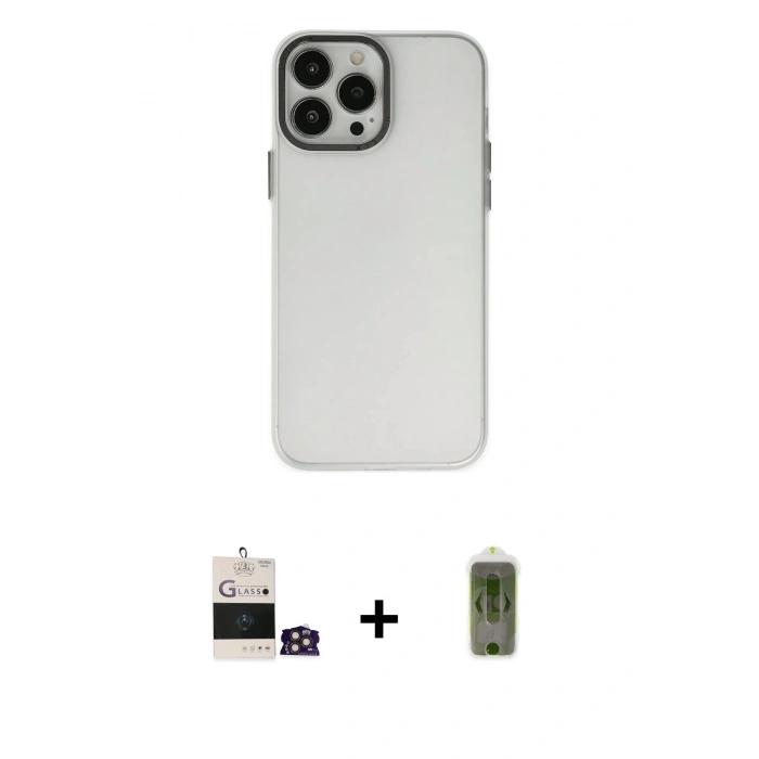 MARSİLYAN™- iPhone 14 Pro Max Kılıf Ahenk Çizgi Prime - Siyah Joko Magic 5D Hayalet Cam + Bilvis Titan Kamera Lens - GD