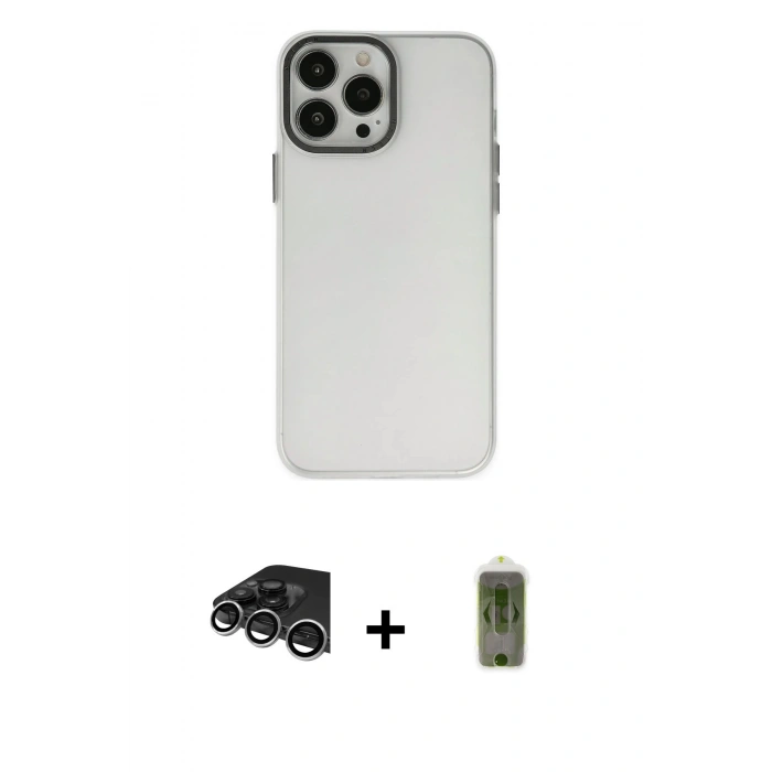 MARSİLYAN™- iPhone 14 Pro Max Kılıf Ahenk Çizgi Prime - Siyah Joko Magic 5D Hayalet Cam + Raze Metal Kamera Lens - GS