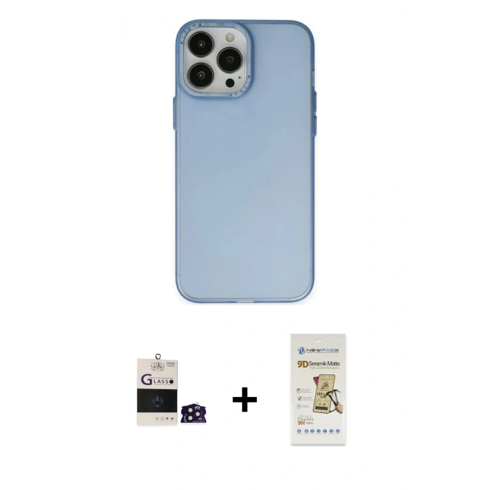 MARSİLYAN™- iPhone 14 Pro Max Kılıf Ahenk Çizgi Prime - Siyah Mat Seramik Nano Ekran Koruyucu + Bilvis Titan Kamera Lens - DNMR