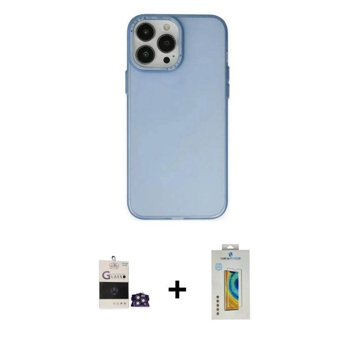 MARSİLYAN™- iPhone 14 Pro Max Kılıf Ahenk Çizgi Prime - Siyah Polymer Nano Ekran Koruyucu + Bilvis Titan Kamera Lens - GS