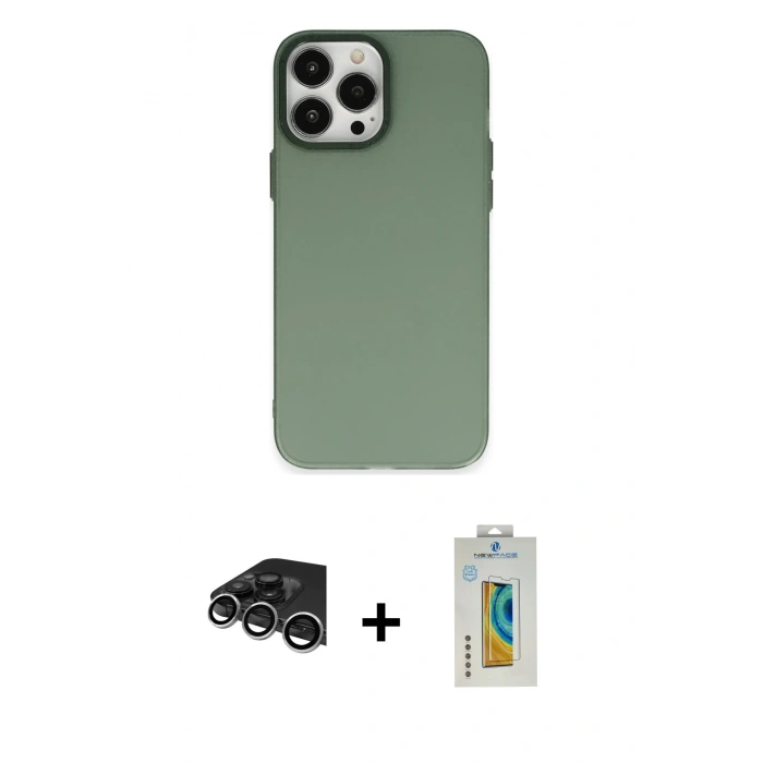 MARSİLYAN™- iPhone 14 Pro Max Kılıf Ahenk Çizgi Prime - Siyah Polymer Nano Ekran Koruyucu + Raze Metal Kamera Lens - GS
