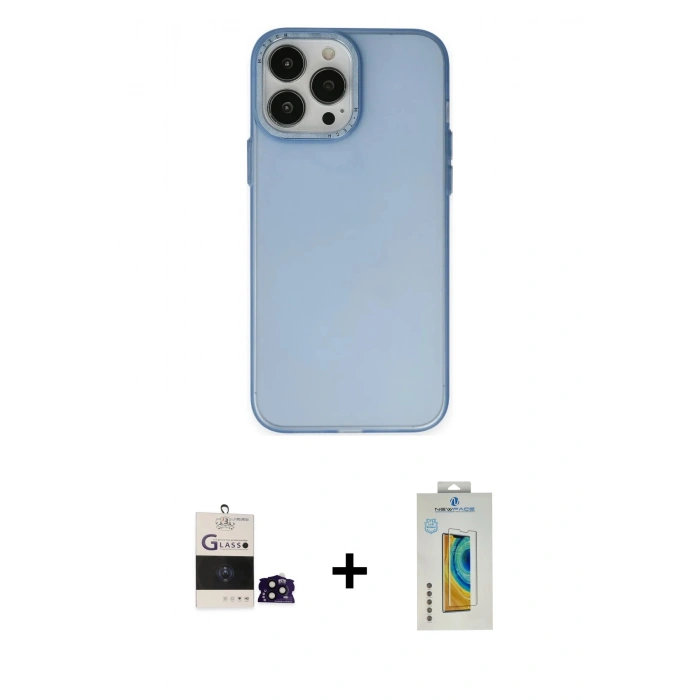 MARSİLYAN™- iPhone 14 Pro Max Kılıf Ahenk Çizgi Prime - Siyah Polymer Nano Ekran Koruyucu + Bilvis Titan Kamera Lens - SH
