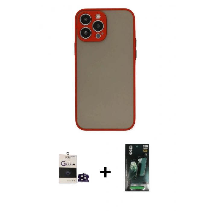 MARSİLYAN™- iPhone 14 Pro Max Kılıf Ahenk Çizgi Serisi - Şeffaf 360 Full Body Arka Koruyucu + Bilvis Titan Kamera Lens - SH