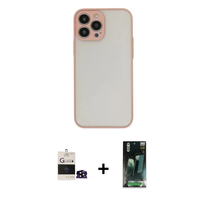 MARSİLYAN™- iPhone 14 Pro Max Kılıf Ahenk Çizgi Serisi - Şeffaf 360 Full Body Arka Koruyucu + Bilvis Titan Kamera Lens - SH