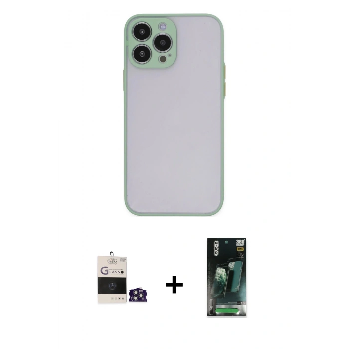 MARSİLYAN™- iPhone 14 Pro Max Kılıf Ahenk Çizgi Serisi - Şeffaf 360 Full Body Arka Koruyucu + Gümüş Bilvis Titan Kamera Lens