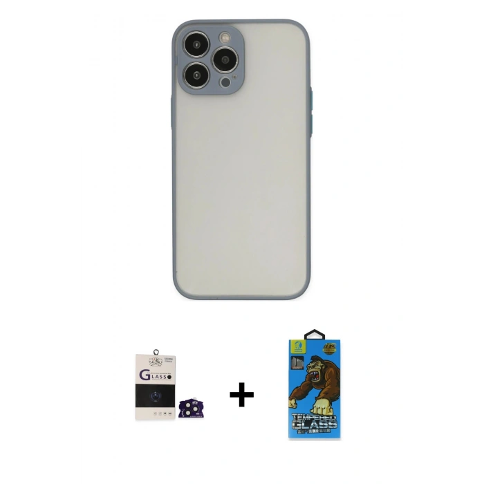 MARSİLYAN™- iPhone 14 Pro Max Kılıf Ahenk Çizgi Serisi - Siyah 18D Cam Ekran Koruyucu + Bilvis Titan Kamera Lens - DNMR