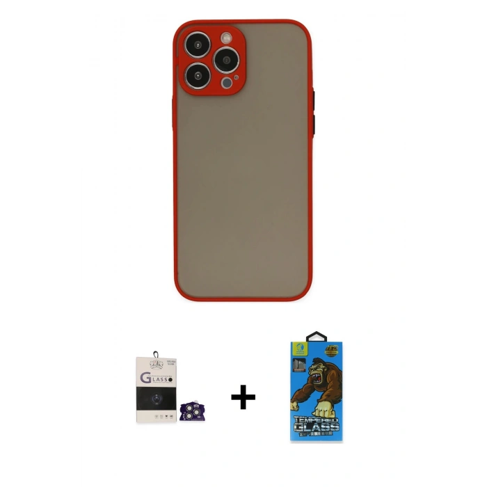MARSİLYAN™- iPhone 14 Pro Max Kılıf Ahenk Çizgi Serisi - Siyah 18D Cam Ekran Koruyucu + Gümüş Bilvis Titan Kamera Lens