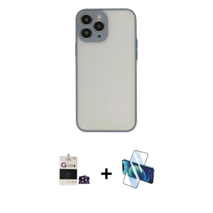 MARSİLYAN™- iPhone 14 Pro Max Kılıf Ahenk Çizgi Serisi - Siyah 3D Antistatik Cam Ekran Koruyucu + Bilvis Titan Kamera Lens - DNMR