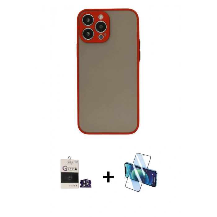 MARSİLYAN™- iPhone 14 Pro Max Kılıf Ahenk Çizgi Serisi - Siyah 3D Antistatik Cam Ekran Koruyucu + Bilvis Titan Kamera Lens - GS