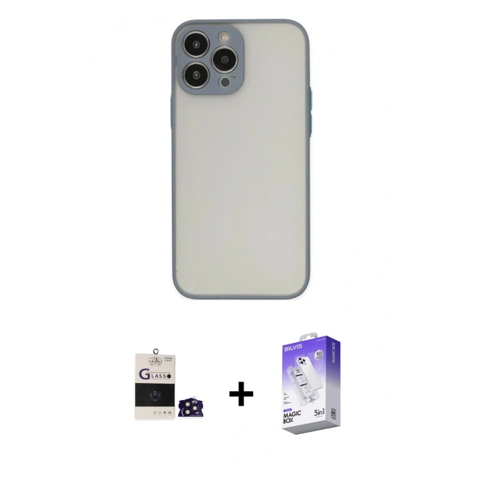 MARSİLYAN™- iPhone 14 Pro Max Kılıf Ahenk Çizgi Serisi - Siyah Bilvis 5in1 3D Magic Cam Ekran Koruyucu + Bilvis Titan Kamera Lens - DNMR