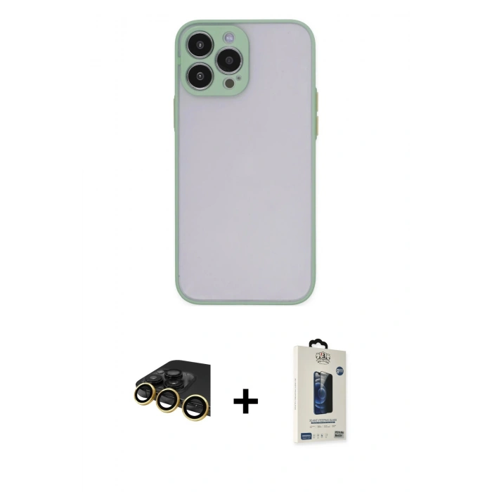 MARSİLYAN™- iPhone 14 Pro Max Kılıf Ahenk Çizgi Serisi - Siyah Bilvis Hayalet Cam Ekran Koruyucu + Raze Metal Kamera Lens - GD