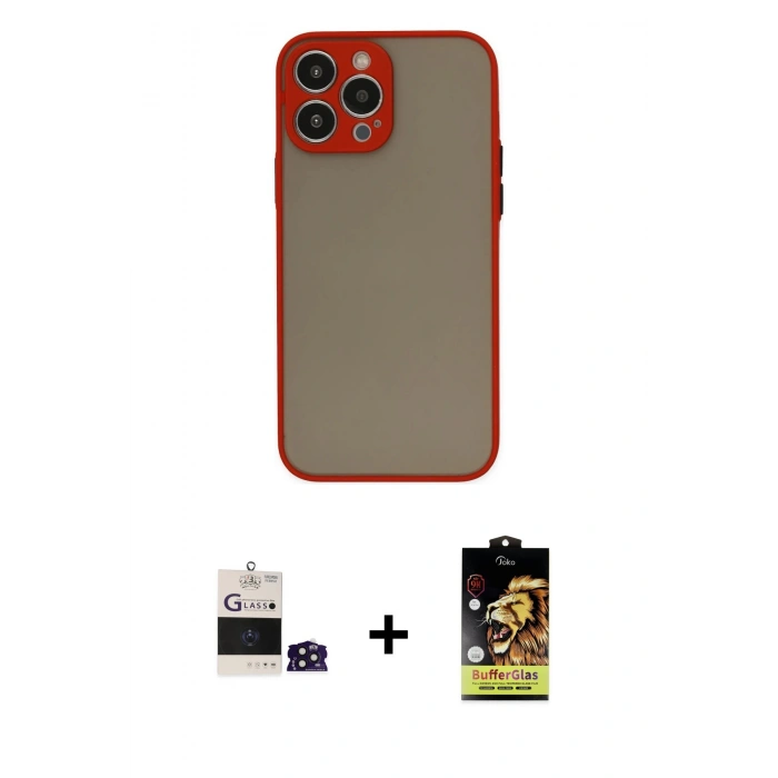 MARSİLYAN™- iPhone 14 Pro Max Kılıf Ahenk Çizgi Serisi - Siyah Buffer Cam Ekran Koruyucu + Bilvis Titan Kamera Lens - DNMR