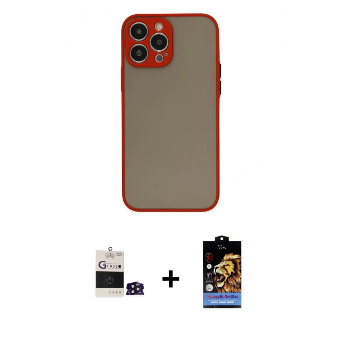 MARSİLYAN™- iPhone 14 Pro Max Kılıf Ahenk Çizgi Serisi - Siyah Buffer Hayalet Cam Ekran Koruyucu + Bilvis Titan Kamera Lens - DNMR