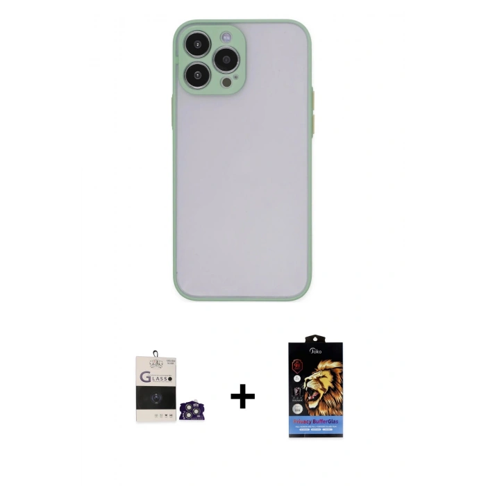 MARSİLYAN™- iPhone 14 Pro Max Kılıf Ahenk Çizgi Serisi - Siyah Buffer Hayalet Cam Ekran Koruyucu + Bilvis Titan Kamera Lens - GS