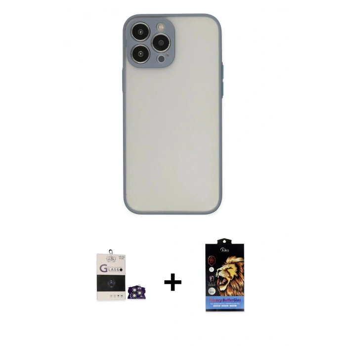 MARSİLYAN™- iPhone 14 Pro Max Kılıf Ahenk Çizgi Serisi - Siyah Buffer Hayalet Cam Ekran Koruyucu + Bilvis Titan Kamera Lens - GS