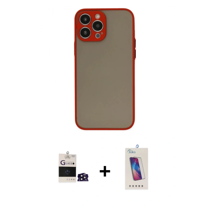MARSİLYAN™- iPhone 14 Pro Max Kılıf Ahenk Çizgi Serisi - Siyah Joko 5D Cam + Bilvis Titan Kamera Lens - DNMR