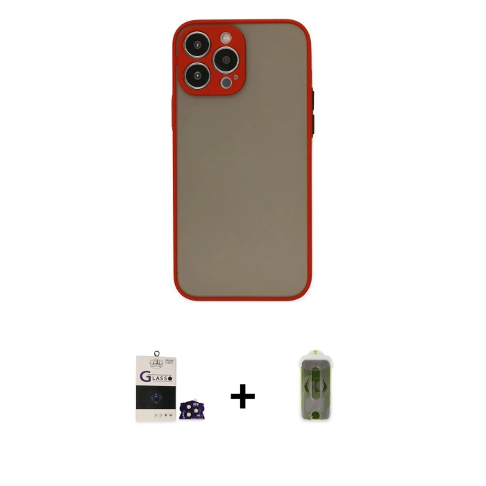 MARSİLYAN™- iPhone 14 Pro Max Kılıf Ahenk Çizgi Serisi - Siyah Joko Magic 5D Hayalet Cam + Bilvis Titan Kamera Lens - DNMR