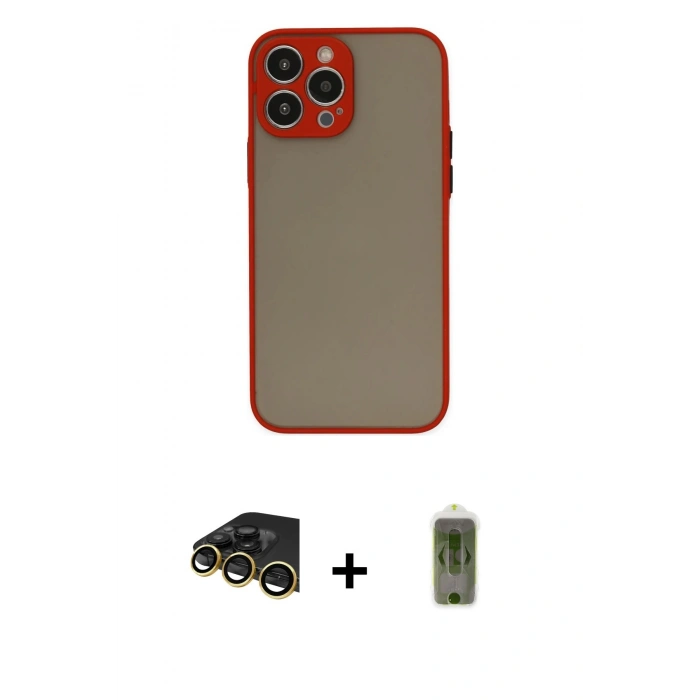 MARSİLYAN™- iPhone 14 Pro Max Kılıf Ahenk Çizgi Serisi - Siyah Joko Magic 5D Hayalet Cam + Raze Metal Kamera Lens - GD