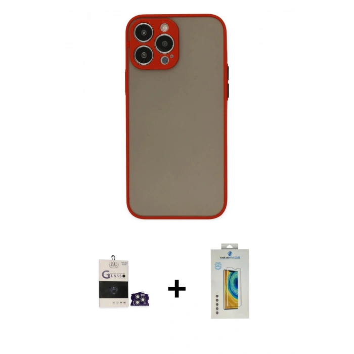 MARSİLYAN™- iPhone 14 Pro Max Kılıf Ahenk Çizgi Serisi - Siyah Polymer Nano Ekran Koruyucu + Bilvis Titan Kamera Lens - GS
