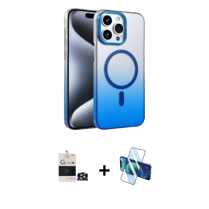 MARSİLYAN™- iPhone 14 Pro Max Kılıf Ahenk Doku Özel Seri - Siyah 3D Antistatik Cam Ekran Koruyucu + Bilvis Titan Kamera Lens - GD