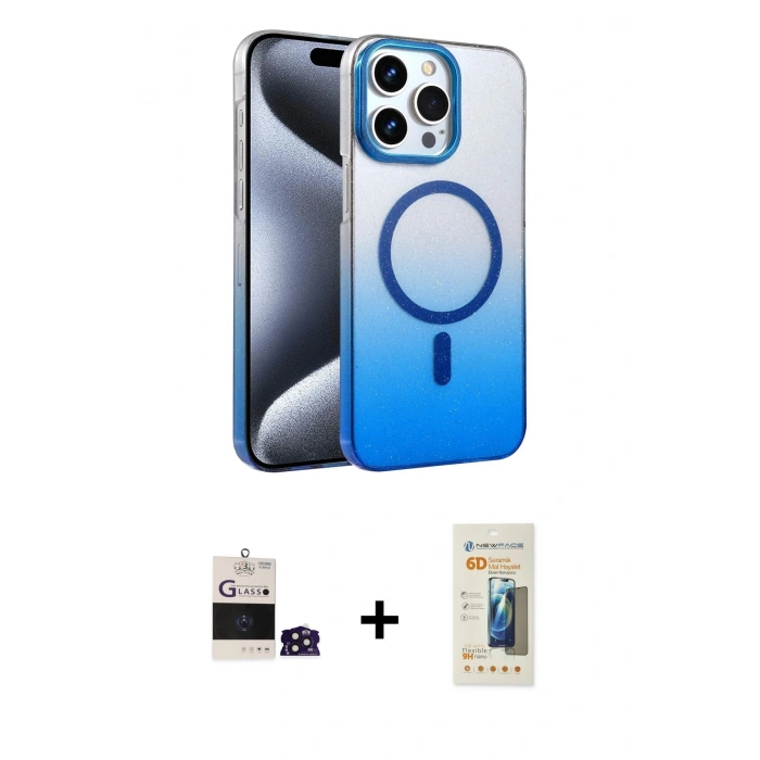 MARSİLYAN™- iPhone 14 Pro Max Kılıf Ahenk Doku Özel Seri - Siyah 6D Mat Seramik Hayalet Nano Ekran Koruyucu + Bilvis Titan Kamera Lens - DNMR