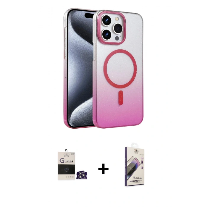 MARSİLYAN™- iPhone 14 Pro Max Kılıf Ahenk Doku Özel Seri - Siyah Bilvis 3D Mat Cam Ekran Koruyucu + Bilvis Titan Kamera Lens - GS