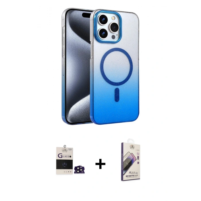 MARSİLYAN™- iPhone 14 Pro Max Kılıf Ahenk Doku Özel Seri - Siyah Bilvis 3D Mat Cam Ekran Koruyucu + Bilvis Titan Kamera Lens - DNMR