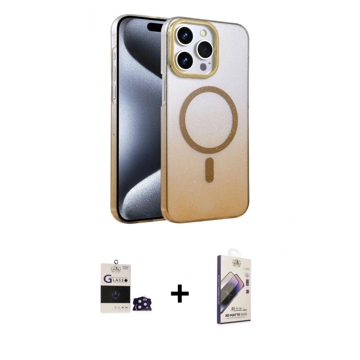 MARSİLYAN™- iPhone 14 Pro Max Kılıf Ahenk Doku Özel Seri - Siyah Bilvis 3D Mat Cam Ekran Koruyucu + Bilvis Titan Kamera Lens - DNMR