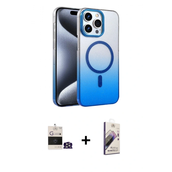 MARSİLYAN™- iPhone 14 Pro Max Kılıf Ahenk Doku Özel Seri - Siyah Bilvis 3D Mat Cam Ekran Koruyucu + Bilvis Titan Kamera Lens - GS