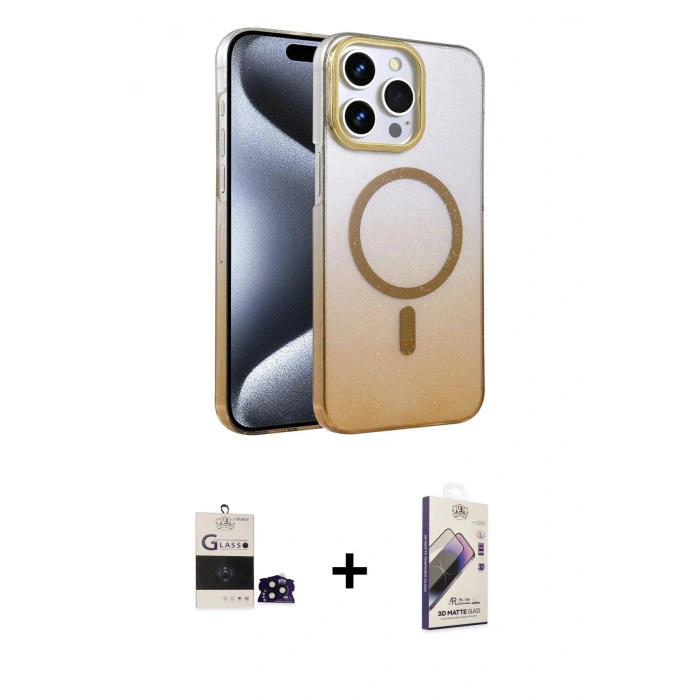 MARSİLYAN™- iPhone 14 Pro Max Kılıf Ahenk Doku Özel Seri - Siyah Bilvis 3D Mat Cam Ekran Koruyucu + Bilvis Titan Kamera Lens - SH